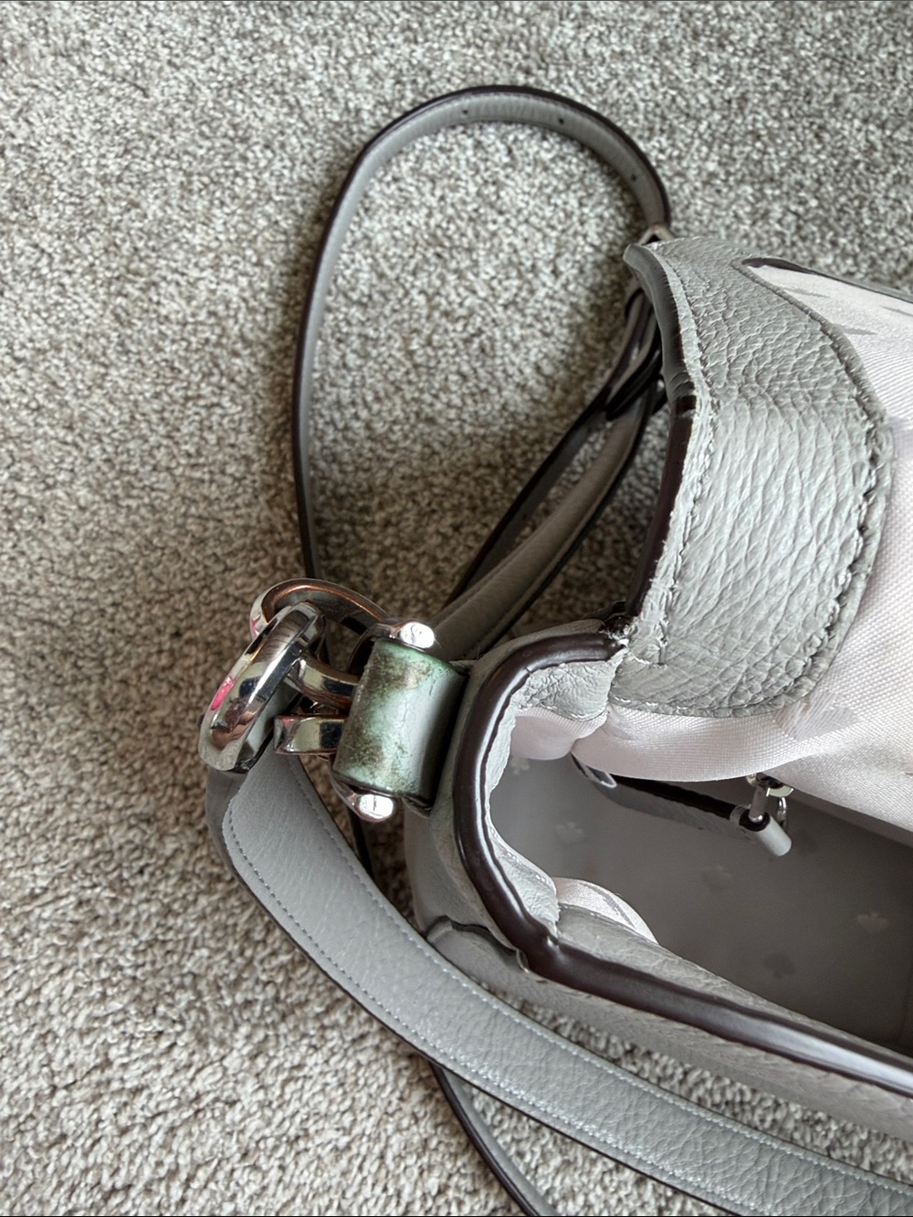kate spade Pebbled Leather Crossbody Bag in Light Gray - Picture 6 of 7